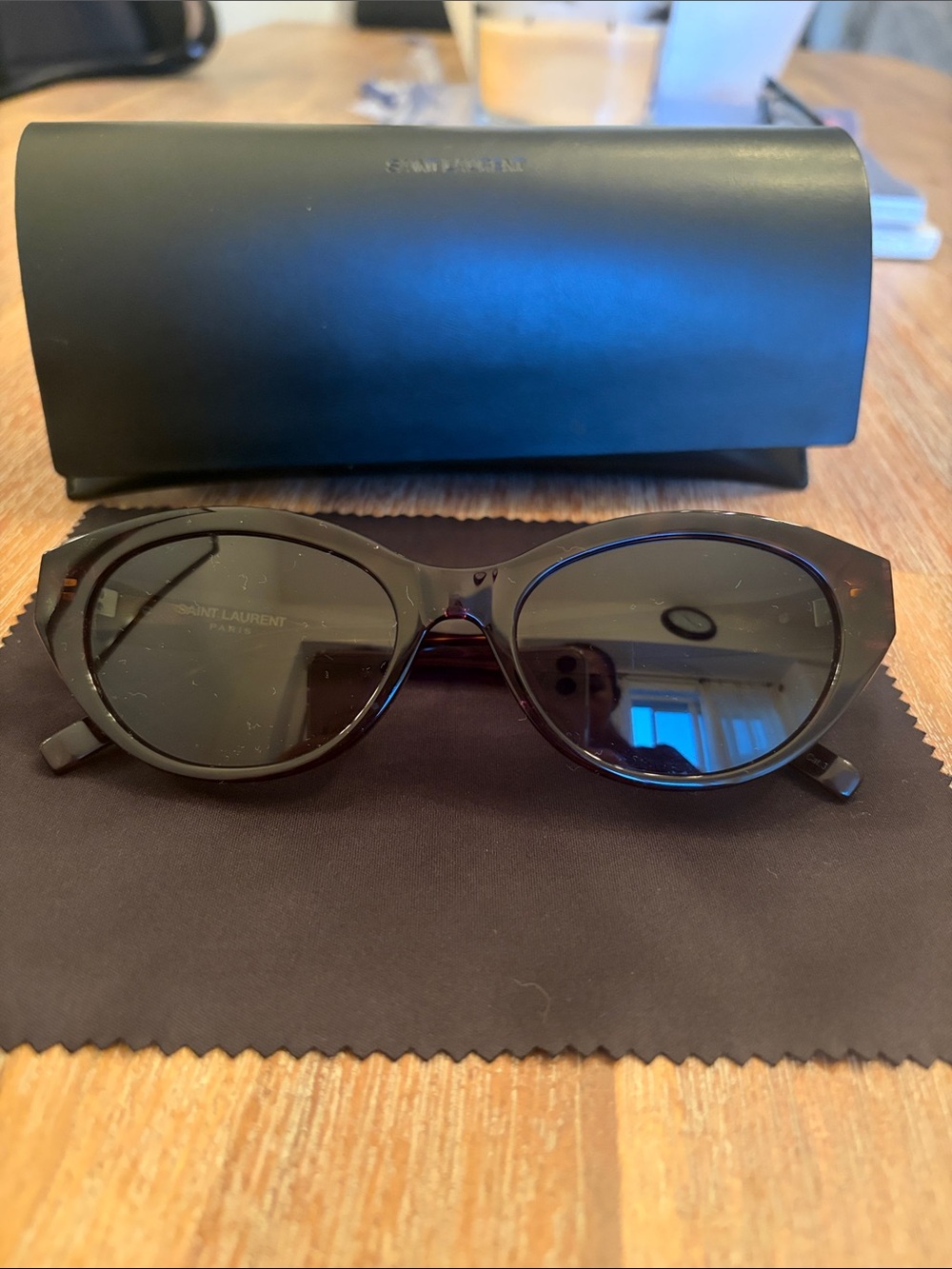 Saint Laurent Women's Black Oval Sunglasses